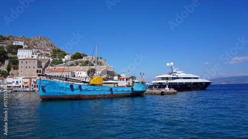 Photo of picturesque island of Hydra on a spring morning, Saronic Gulf, Greece © aerial-drone