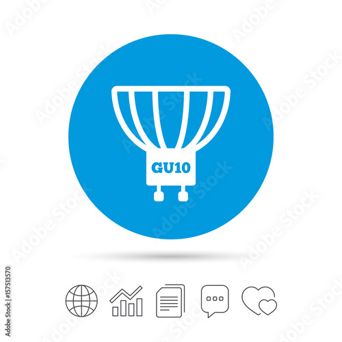 Light bulb icon. Lamp GU10 socket symbol.