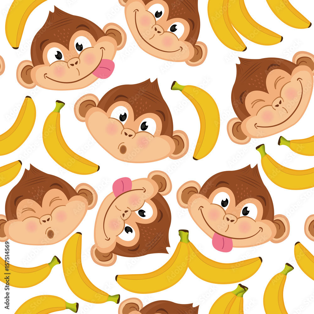 seamless pattern with monkey face - vector illustration, eps seamless pattern with monkey face - vector illustration, eps