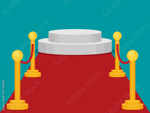 A stage with a red carpet illustration. Flat vector.