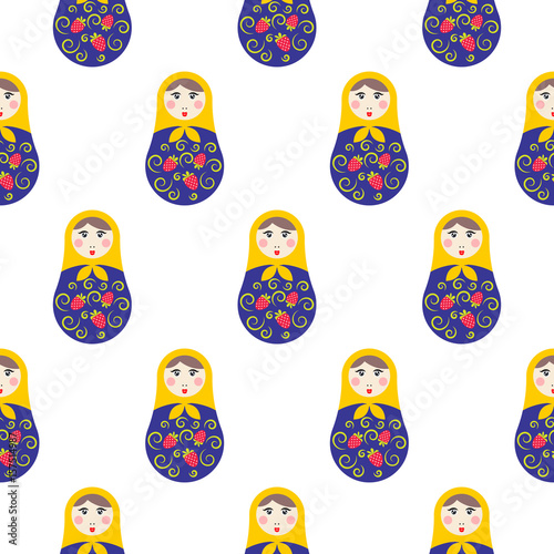 Nesting doll matryoshka seamless pattern.