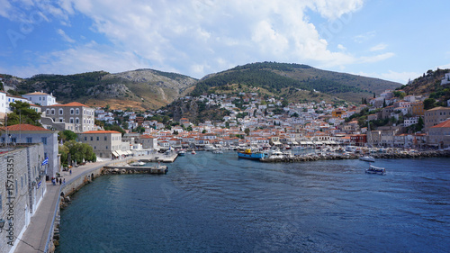 Photo of picturesque island of Hydra on a spring morning  Saronic Gulf  Greece
