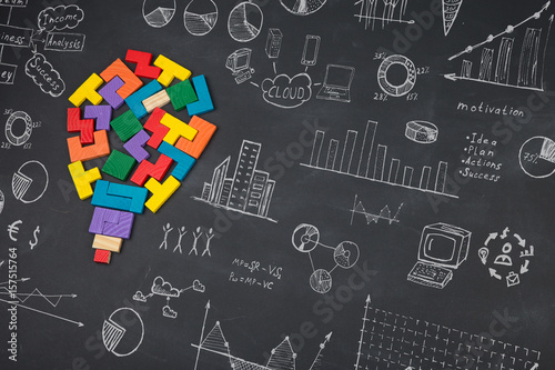 Wallpaper Mural concept - sketch with schemes and graphs on chalkboard Torontodigital.ca