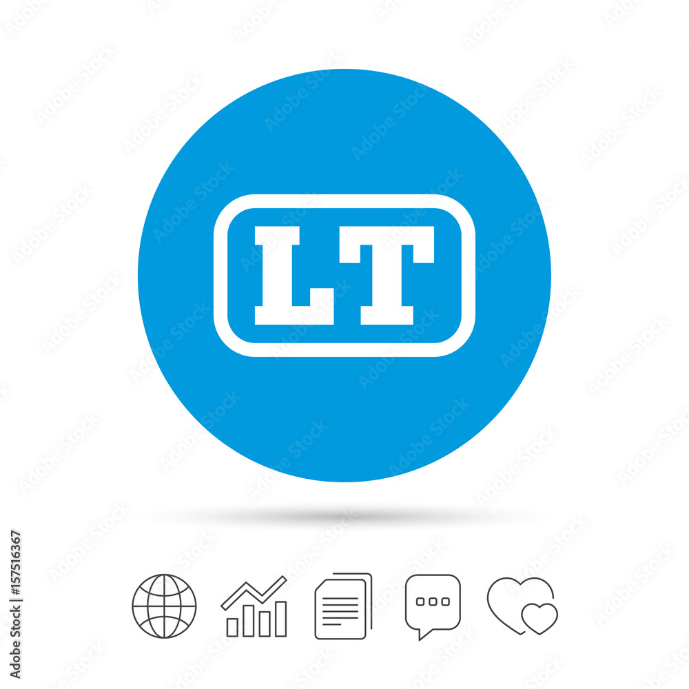 Lithuanian language sign icon. LT translation. Lithuanian language sign icon. LT translation.