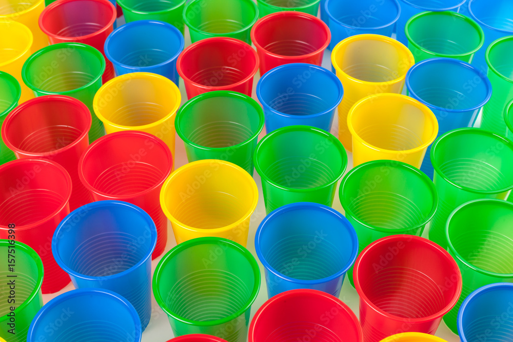 Multicolor plastic glasses isolated on white background Multicolor plastic glasses isolated on white background