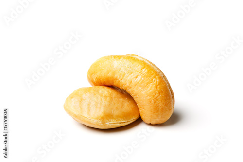 Roasted cashew nuts on white