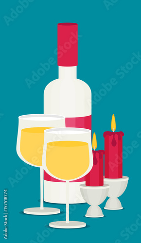 Colored flat design vector illustration wine