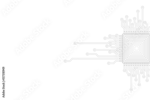 Abstract gray white background. Electric circuit cpu microprocessor neutral template. Technology IT business concept cover vector illustration presentation