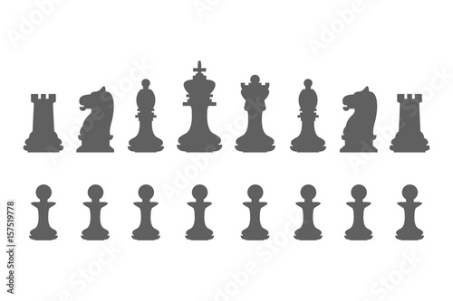 Set chess pieces. King, queen, bishop, knight, rook and pawn icons