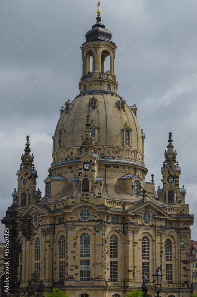 DRESDEN, GERMANY - JULY 13, 2015: Frauenkirche in the ancient city, historical and cultural center of Free State Saxony in Europe.