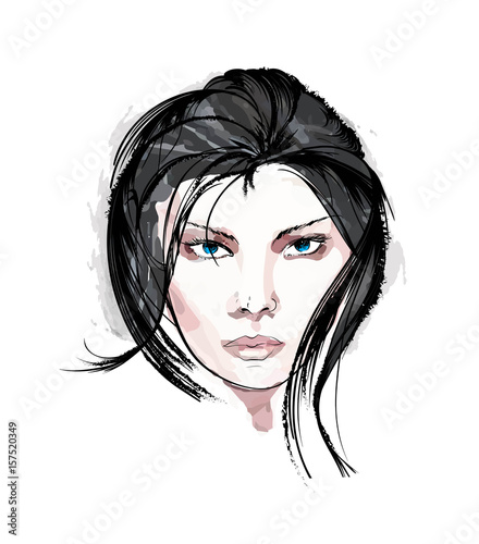 beauty girl face on a white background