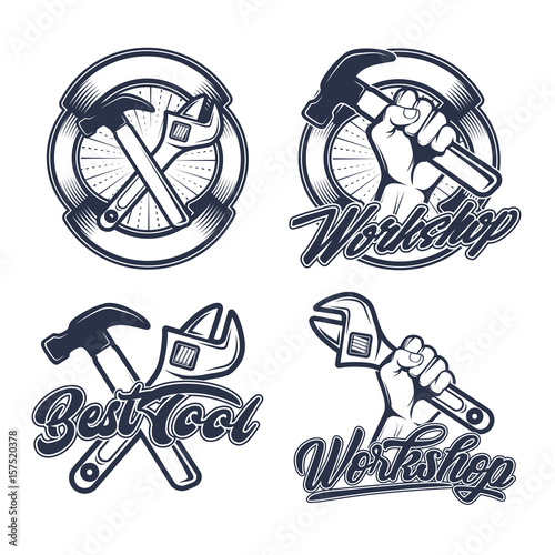 Vintage vector mechanic logo label