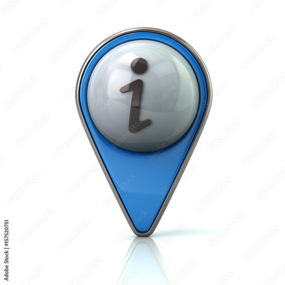 Blue map pointer with info icon Blue map pointer with info icon