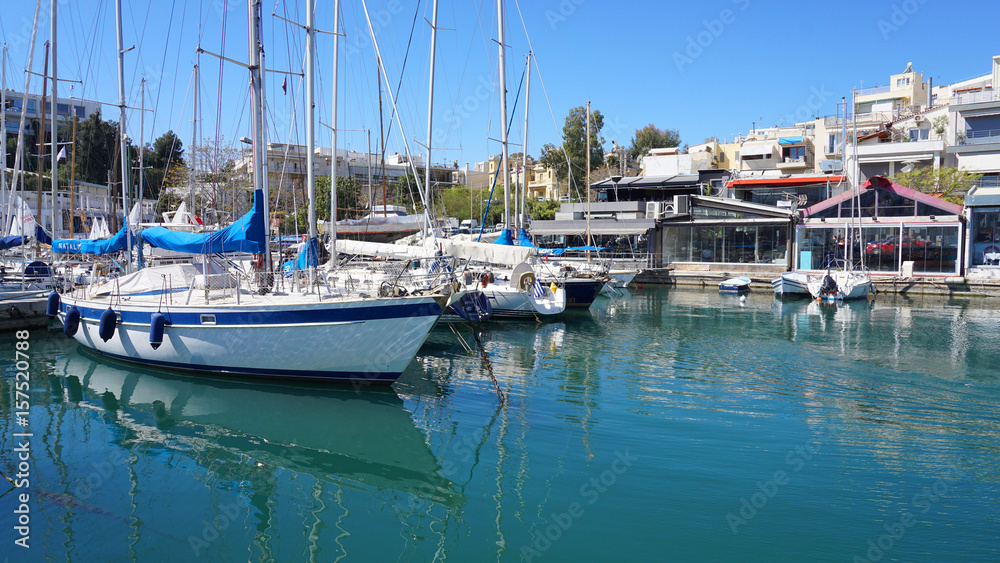 Photo of mikrolimano port on a spring morning, Peiraeus, Attica, Greece