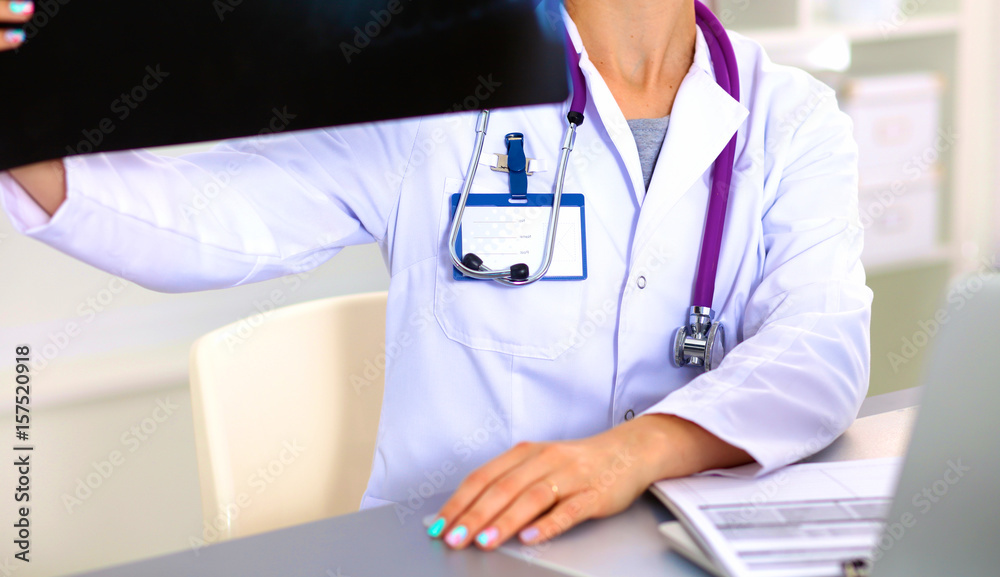 Portrait of happy medical doctor woman in office Portrait of happy medical doctor woman in office