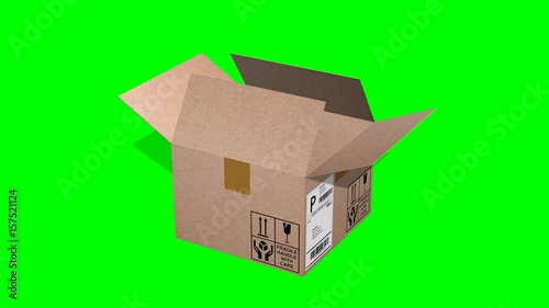 
hipping cardbox opens animation on green screen