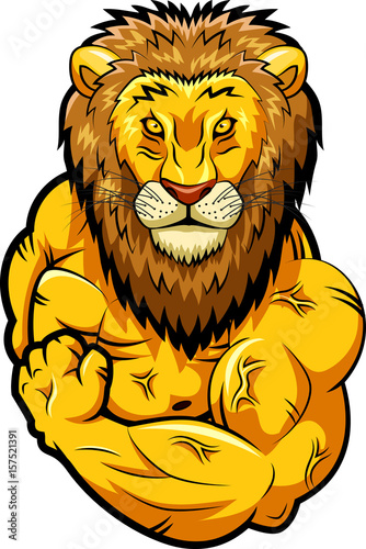 Fototapeta Naklejka Na Ścianę i Meble -  Lion strong mascot. Vector illustration