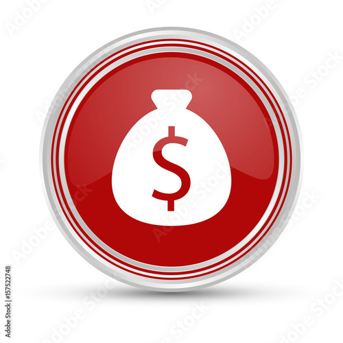 Roter Button - Geldsack Dollar