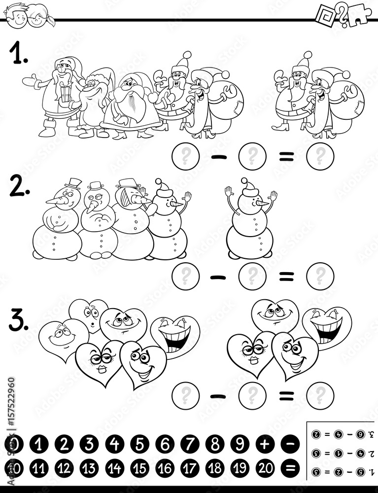 subtraction activity coloring page