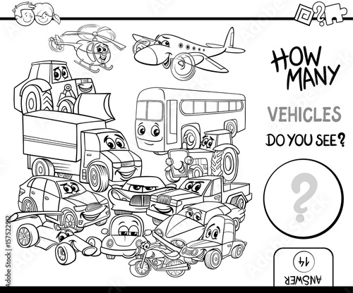counting vehicles coloring page