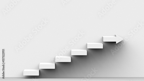 ladders on soft gray wall. 3D illustrating.