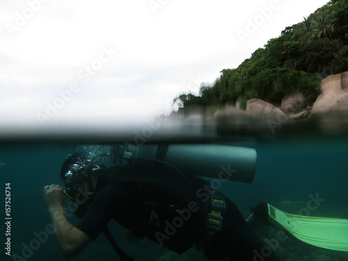 Diver under water on the island Nangyuan photo