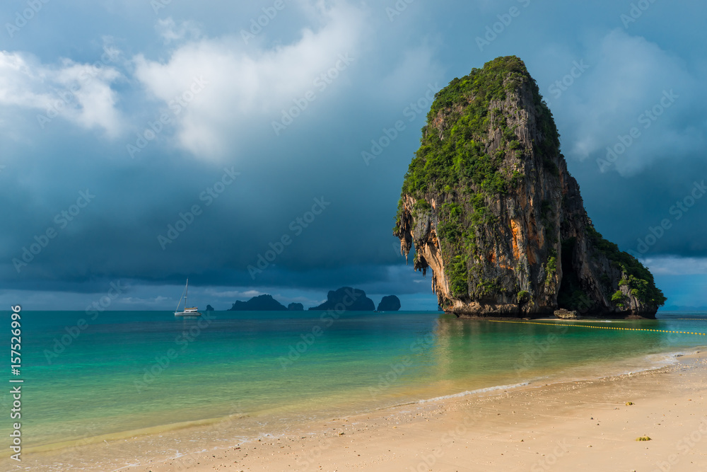Clouds dark and gloomy over the resort of Thailand, marine beautiful landscape