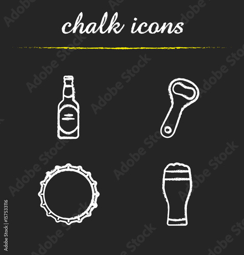 Beer chalk icons set