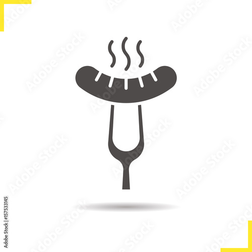 Sausage on fork glyph icon