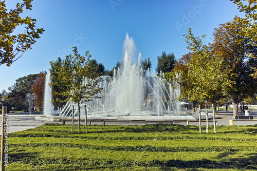 Fountain in center of city of Pleven, Bulgaria