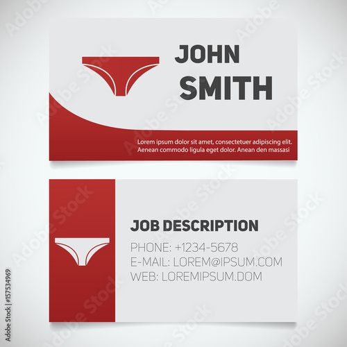 Business card print template with panties logo