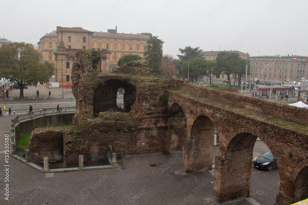 Castello di Galliera ruins, ancient fortress wall. Bologna, Emilia Romagna , Italy.