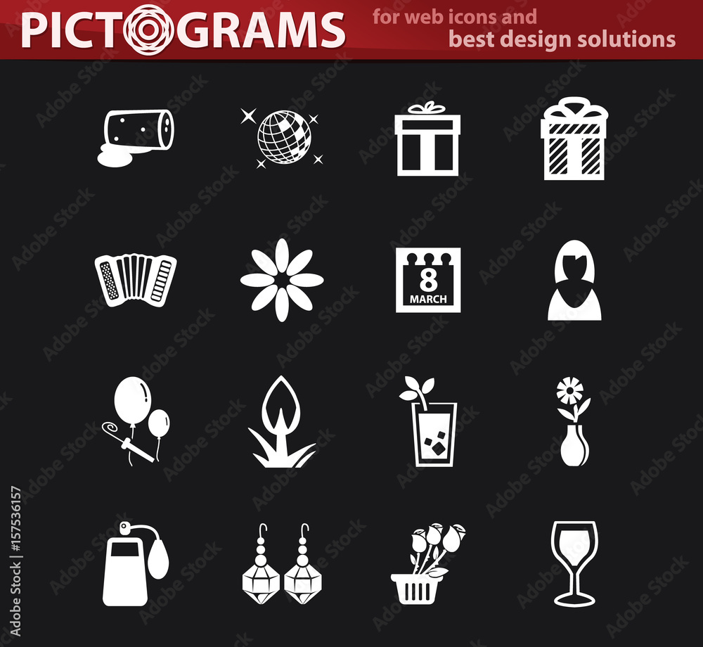8 March icons set 8 March icons set