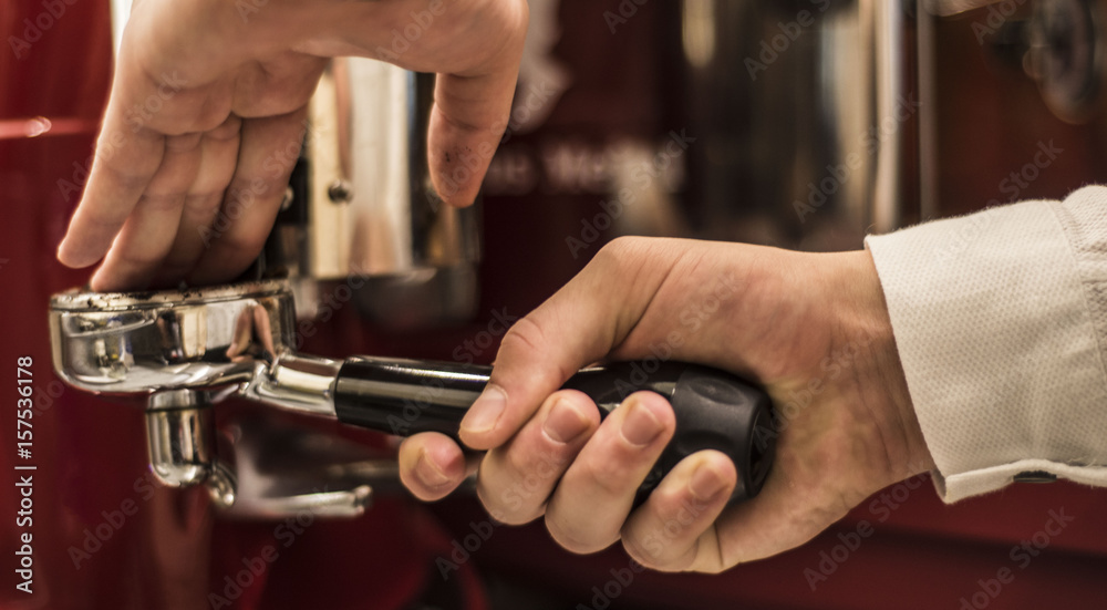 barista making espresso