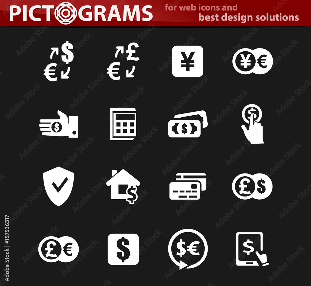Currency exchange icons set Currency exchange icons set
