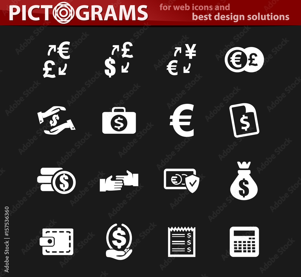 Currency exchange icons set Currency exchange icons set