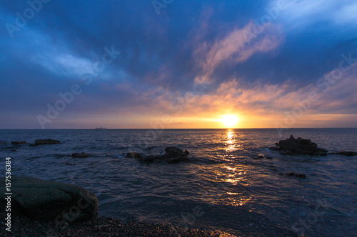 Sunset on the island in the Sea of Japan. © filatovamila