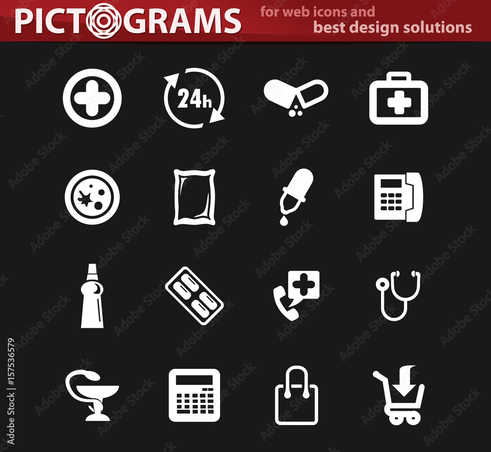 Drug store icons set Drug store icons set