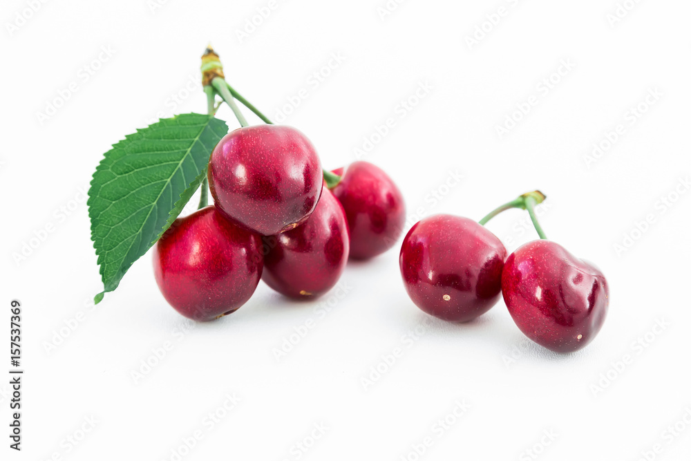 Cherry on white background. Summer tasty berries
