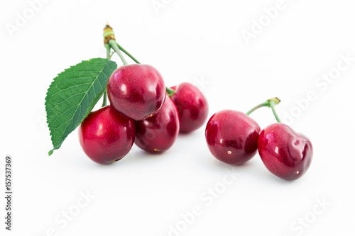 Cherry on white background. Summer tasty berries