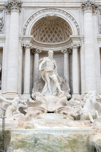 Detail of statue in The Fontana di Trevi or Trevi Fountain. the fountain in Rome, Italy. It is the largest Baroque fountain in the city and the most beautiful in the world.