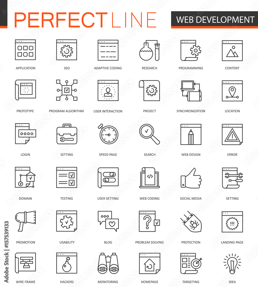 SEO and development thin line web icons set. Outline stroke icons design. SEO and development thin line web icons set. Outline stroke icons design.