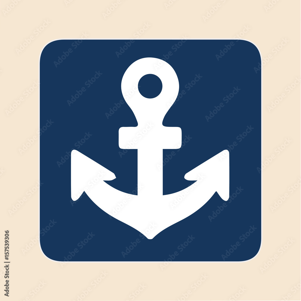 Vector anchor icon or sea station sign for map Vector anchor icon or sea station sign for map