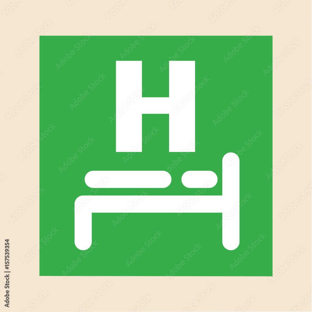 Green vector icon of hotel or hostel for map Green vector icon of hotel or hostel for map