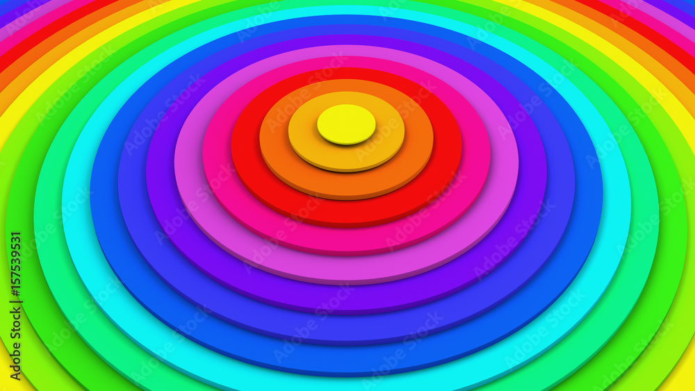Bright colorful concentric circles 3D rendering Bright colorful concentric circles 3D rendering
