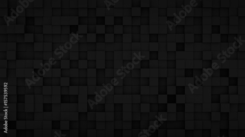 Randomly extruded black cubes 3D render