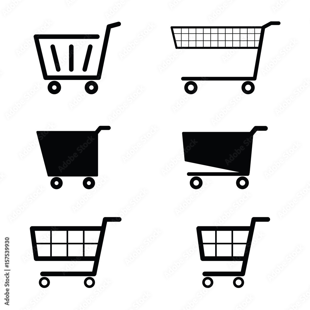 shopping basket empty set design illustration