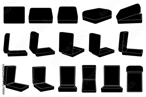Set of different ring boxes isolated on white
