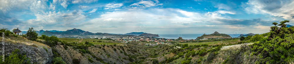 Panorama of Sudak from the mountain Perchem, Crimea