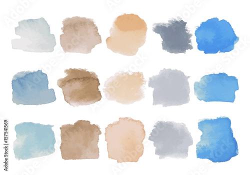 Set of bright multicolored watercolor stains